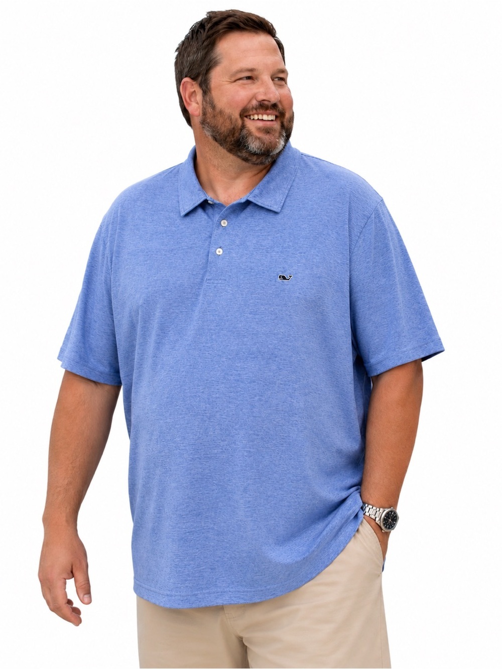 Vineyard Vines Men’s Heathered Light Blue Polo
